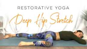 Restorative Bed Yoga Deep Hip Stretch | 30 Days Of Yoga