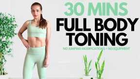 30 Minute Full Body Home Workout (No Jumping + No Equipment) I Get Toned Thighs, Arms & Belly
