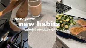 [vlog] new year; new habits! healthy dinner, gym workout & new books