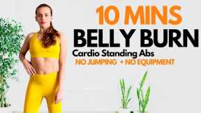 10 Minute Belly Burn Home Workout (No Jumping + No Equipment) I Standing Cardio Abs