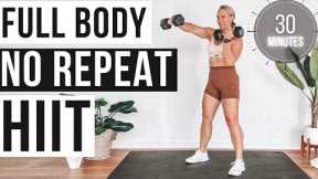 30 Minute Full Body Dumbbell Workout NO REPEAT | Killer Sweat Session