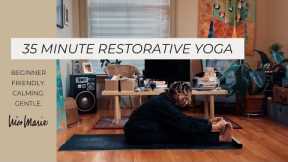 35 Minute Gentle Restorative Yoga (created for minorityhealthstl.org) | Beginner Friendly
