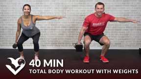 40 Min Total Body Workout with Weights - Full Body Strength Workout at Home Dumbbell Training