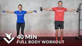 40 Min Full Body Workout Routine at Home - Dumbbell Total Body Strength Workout with Weights