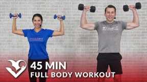 Full Body Workout with Dumbbells - 45 Min Total Body Strength Workout with Weights at Home Training