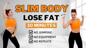 🔥30 Min SLIM BODY HOME WORKOUT🔥FULL BODY FAT LOSS🔥All Standing + No Jumping HIIT🔥No Repeats🔥