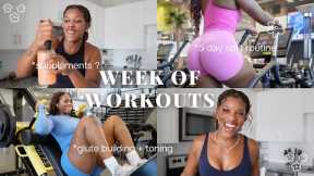 WEEK OF WORKOUTS | my 5-day workout split, glute focused, gym supplements