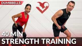 Full Body Strength Training with Dumbbells at Home - 40 Min Dumbbell Weights Workout for Women & Men