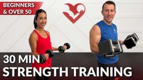30 Min Strength Training at Home for Beginners & Over 50 - Dumbbell Full Body Beginner Workout Women