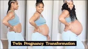 TWIN PREGNANCY BODY TRANSFORMATION 🤰🏽*week by week*