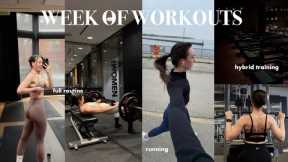 WEEK OF WORKOUTS: hybrid routine, gym, pilates & running | TONE UP how to workout & motivation