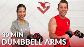 30 Min Dumbbell Arms Workout at Home - Biceps and Triceps Workout with Dumbbells & Weights Women Men