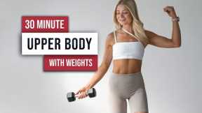 30 MIN TONED UPPER BODY Workout With Weights, No Repeat, Home Workout with dumbbells