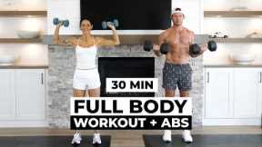 30 Min FULL BODY Workout at Home with Dumbbells + Abs