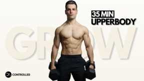 35 Min UPPER BODY DUMBBELL Workout | Chest, Back, Shoulders & Arms + ABS | STRENGTH Focus