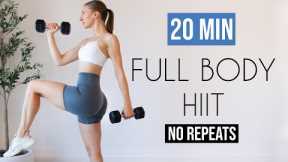 20 MIN FULL BODY HIIT with weights (NO REPEATS)