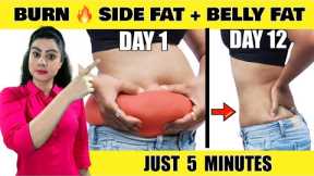 5 Minutes🔥 Belly Fat & Side Fat Burning Exercises At Home | Get A Slim Waist in 2 Weeks