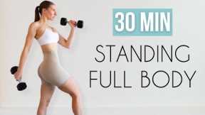 30 MIN ALL STANDING FULL BODY WORKOUT - With Dumbbells (Strength, No Jumping)