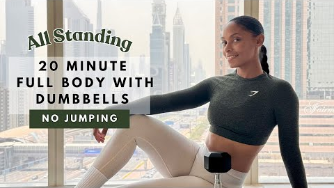 20min KNEE FRIENDLY & ALL STANDING FULL BODY DUMBBELL WORKOUT | Strength & Muscle