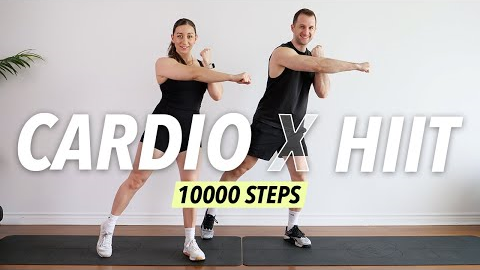 1 Hour Cardio HIIT Workout at home - 10000 steps for Fat Burn (No equipment)