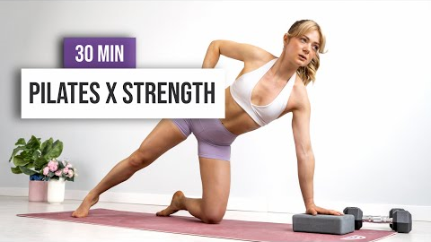 30 MIN PILATES X STRENGTH Workout (With Weights) Home Workout