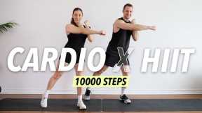 1 Hour Cardio HIIT Workout at home - 10000 steps for Fat Burn (No equipment)