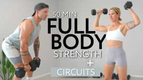 50 Min FULL BODY WORKOUT with DUMBBELLS | Strength meets Sweat + CORE