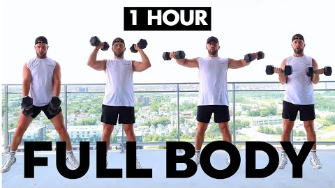 1 HOUR FULL BODY WORKOUT AT HOME, STRENGTH TRAINING (DUMBBELLS & BODYWEIGHT)