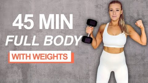 45 MIN Full Body Strength & Cardio Workout with Weights | Dumbbells at Home + Tabata Finisher