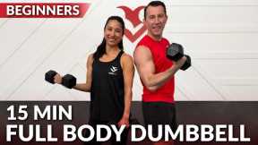 15 Min Beginner Workout at Home with Dumbbells for Women Men Full Body Strength Training Over 50 40