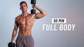 50 Min Full Body Dumbbell Workout - Build Muscle & Strength at Home