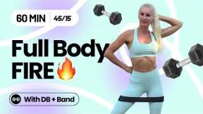 60 Min Full Body Dumbbell & Resistance Band Workout at Home | Strength + Cardio Burn