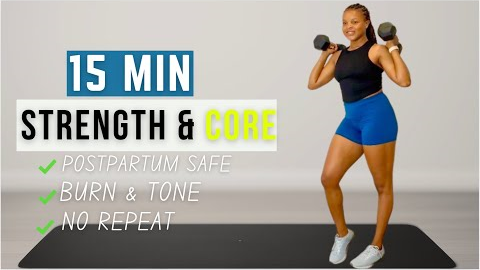 15-Min Full Body Dumbbell Workout at Home | Strength Training & Deep Core