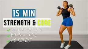 15-Min Full Body Dumbbell Workout at Home | Strength Training & Deep Core