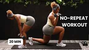20-Minute No-Repeat Full Body Workout | Dumbbells Only