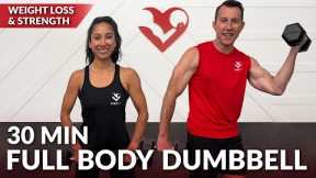 30 Min Full Body Workout - Dumbbell Home Strength Training for Women & Men & Weights Over 40 50 60