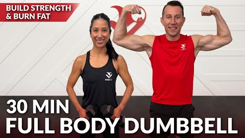30 Min Full Body Dumbbell Workout at Home Strength Training - No Repeat Weight Loss for Women & Men