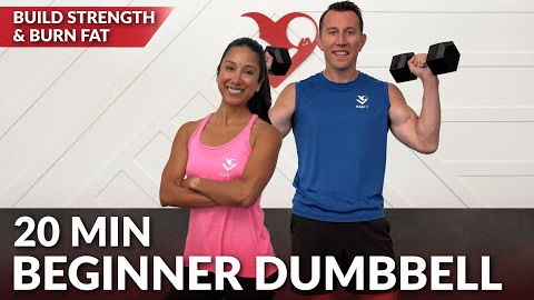 20 Min Full Body Beginner Workout at Home with Dumbbells - Strength Training for Women & Men Over 50