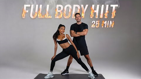 25 Min Full Body HIIT - All Standing - Fat Burn at Home, No Equipment