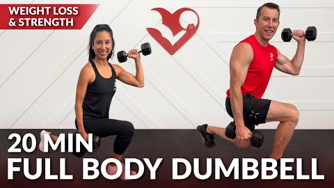 20 Min Full Body Workout at Home with Dumbbells - No Repeat Strength Training for Weight Loss