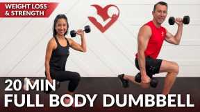 20 Min Full Body Workout at Home with Dumbbells - No Repeat Strength Training for Weight Loss