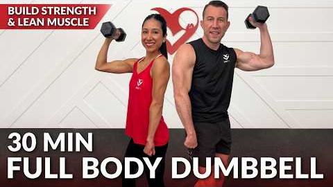30 Min Full Body Strength Training at Home with Dumbbells Workout - Resistance Training with Weights