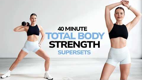 40 MIN TOTAL BODY STRENGTH WORKOUT WITH DUMBBELLS- No Repeat Supersets