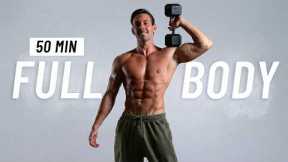 50 Min Full Body Dumbbell Workout at Home to Build Muscle