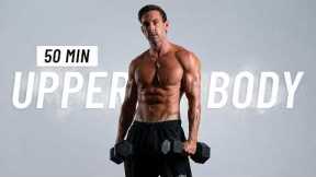 50 Min Total Upper Body Dumbbell Workout at Home to Build Muscle