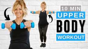 10 min Upper Body Workout With Dumbbells (Arms, Back, Chest) Slimming & Fat Burn!