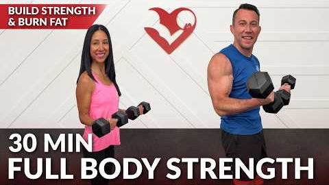 30 Min Full Body Strength Workout at Home with Dumbbells - No Repeat Weight Training for Women & Men