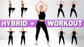 🔥45 MIN HYBRID WORKOUT🔥CARDIO AEROBICS + HIIT + STRENGTH + TURBO WALKING🔥All Standing🔥No Jumping🔥