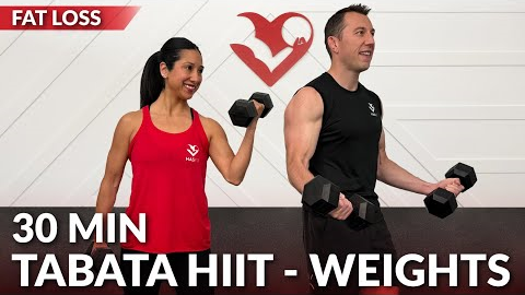 30 Min Tabata HIIT Workout for Fat Loss with Weights - Full Body Workout with Dumbbells at Home