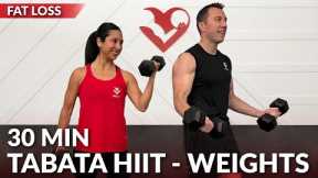 30 Min Tabata HIIT Workout for Fat Loss with Weights - Full Body Workout with Dumbbells at Home